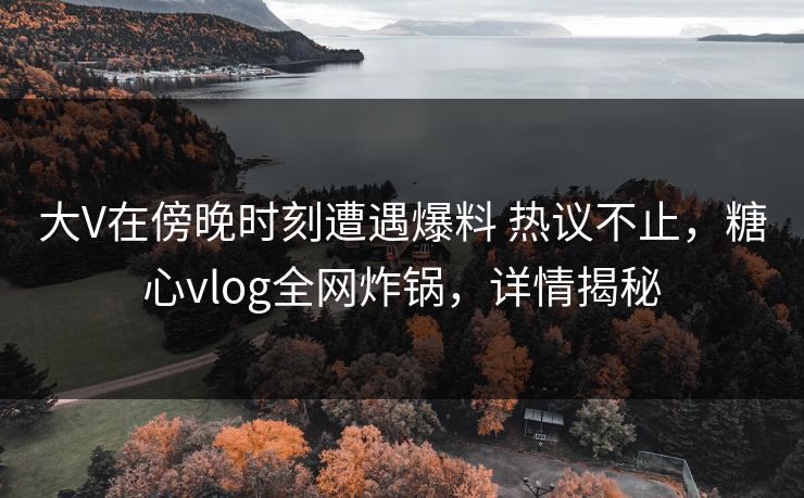 大V在傍晚时刻遭遇爆料 热议不止，糖心vlog全网炸锅，详情揭秘