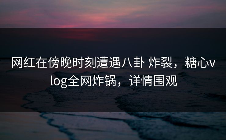 网红在傍晚时刻遭遇八卦 炸裂,糖心vlog全网炸锅,详情围观