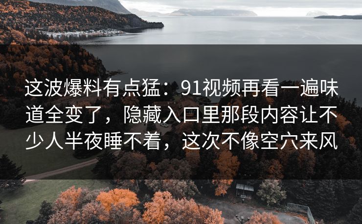 这波爆料有点猛：91视频再看一遍味道全变了，隐藏入口里那段内容让不少人半夜睡不着，这次不像空穴来风