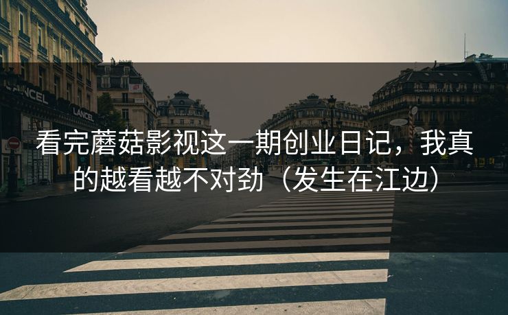 看完蘑菇影视这一期创业日记，我真的越看越不对劲（发生在江边）